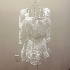 A white mini skirt set